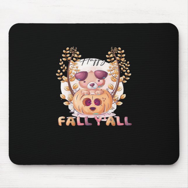 It’s Fall Y’all Pumpkin Autumn Halloween Cat Fall  Mouse Mat (Front)