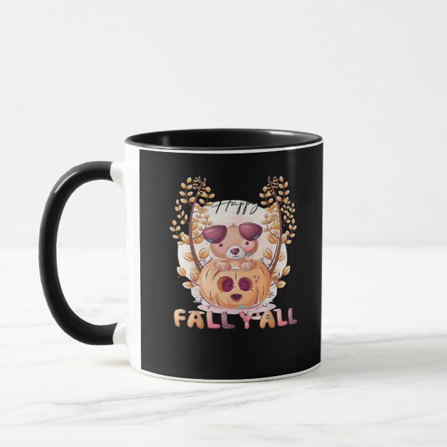 It’s Fall Y’all Pumpkin Autumn Halloween Cat Fall  Mug (Left)