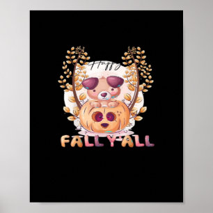 It’s Fall Y’all Pumpkin Autumn Halloween Cat Fall Poster
