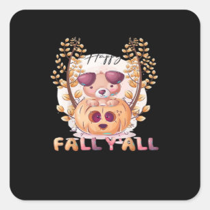 It’s Fall Y’all Pumpkin Autumn Halloween Cat Fall  Square Sticker