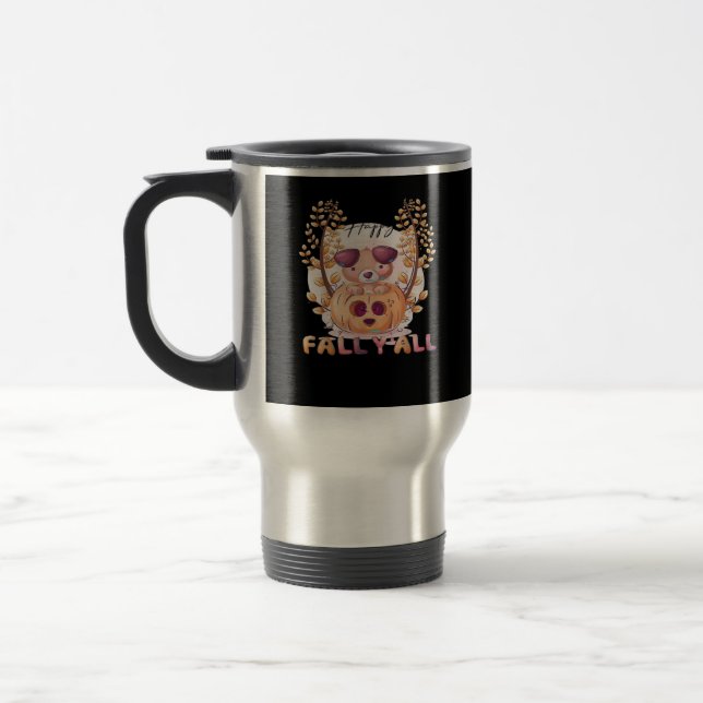 It’s Fall Y’all Pumpkin Autumn Halloween Cat Fall  Travel Mug (Left)
