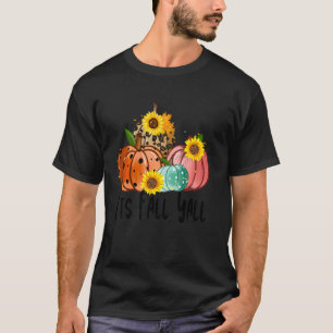 It S Fall Y All  Pumpkin Autumn Happy Fall Leopard T-Shirt