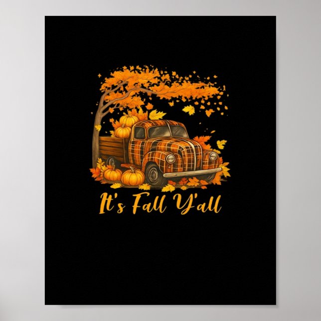 It’s Fall Y’all Pumpkin Autumn Tree Hello Fall Cre Poster (Front)