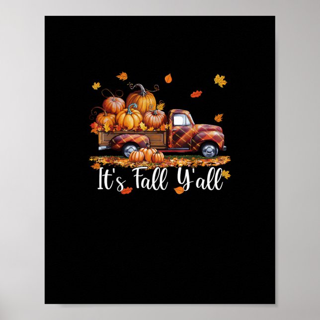 It’s Fall Y’all Pumpkin Autumn Tree Hello Fall Min Poster (Front)