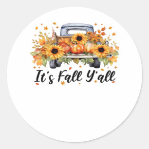 It’s Fall Y’all Pumpkin Autumn Tree Hello Fall Wom Classic Round Sticker