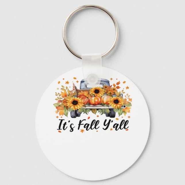 It’s Fall Y’all Pumpkin Autumn Tree Hello Fall Wom Key Ring (Front)
