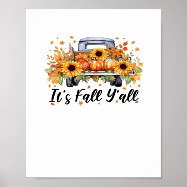 It’s Fall Y’all Pumpkin Autumn Tree Hello Fall Wom Poster (Front)