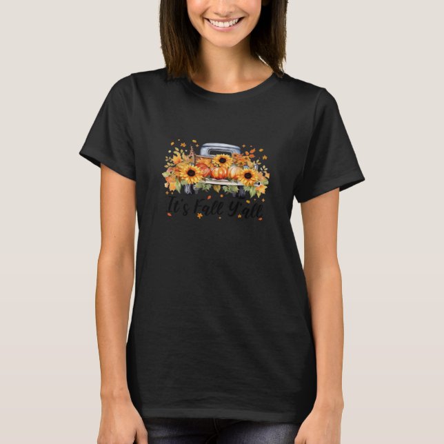 It’s Fall Y’all Pumpkin Autumn Tree Hello Fall Wom T-Shirt (Front)