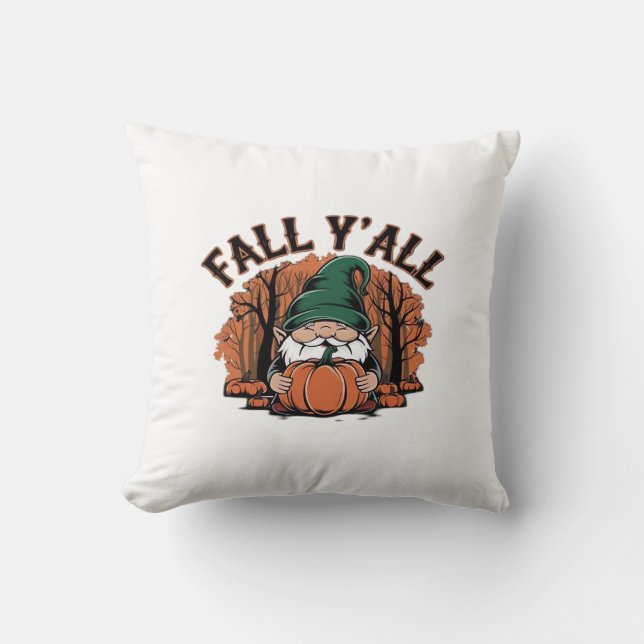 It’s Fall Y’all Pumpkin Gnome Autumn Retro Classic Cushion (Front)