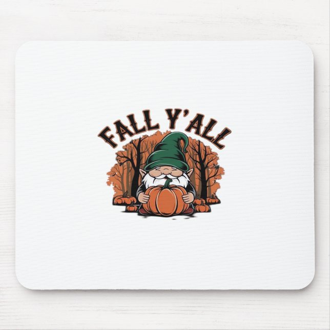 It’s Fall Y’all Pumpkin Gnome Autumn Retro Classic Mouse Mat (Front)