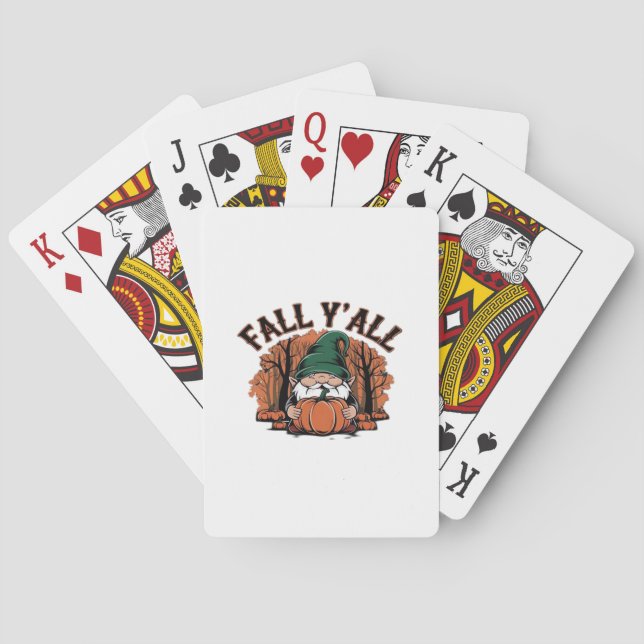 It’s Fall Y’all Pumpkin Gnome Autumn Retro Classic Playing Cards (Back)