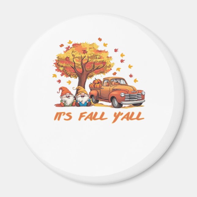 It’s Fall Y’all Pumpkin Gnome Autumn Tree Pumpkin  Magnet (Front)