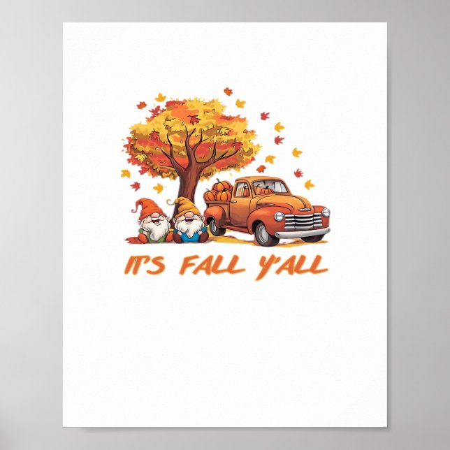 It’s Fall Y’all Pumpkin Gnome Autumn Tree Pumpkin  Poster (Front)