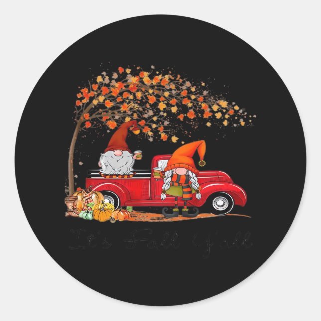 It’s Fall Y’all Pumpkin Halloween Classic Round Sticker (Front)