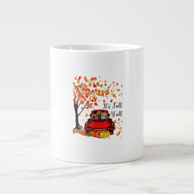It’s Fall Y’all Pumpkin Leopard Fall Season Autumn Large Coffee Mug (Front)