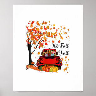 It’s Fall Y’all Pumpkin Leopard Fall Season Autumn Poster