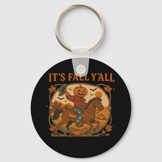 It’s Fall Y’all Pumpkin Minimal Clean Look Key Ring (Front)