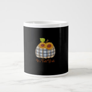 It’s Fall Y’all Pumpkin Plaid Design Halloween Fun Large Coffee Mug