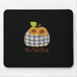 It’s Fall Y’all Pumpkin Plaid Design Halloween Fun Mouse Mat