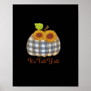 It’s Fall Y’all Pumpkin Plaid Design Halloween Fun Poster