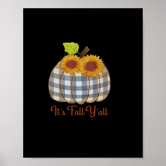 It’s Fall Y’all Pumpkin Plaid Design Halloween Fun Poster (Front)
