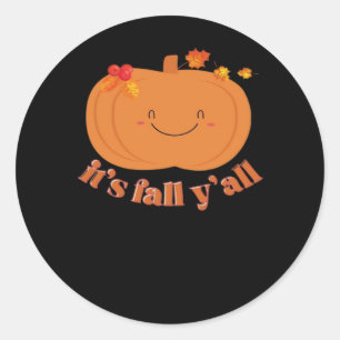 It’s Fall Y’all Pumpkin Retro Classic Classic Round Sticker