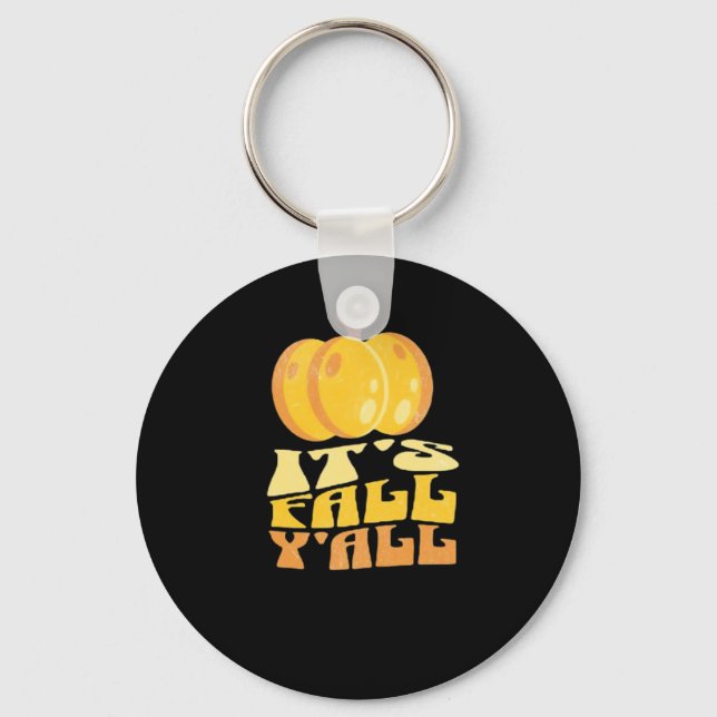 It’s Fall Y’all Pumpkin Retro Classic Key Ring (Front)