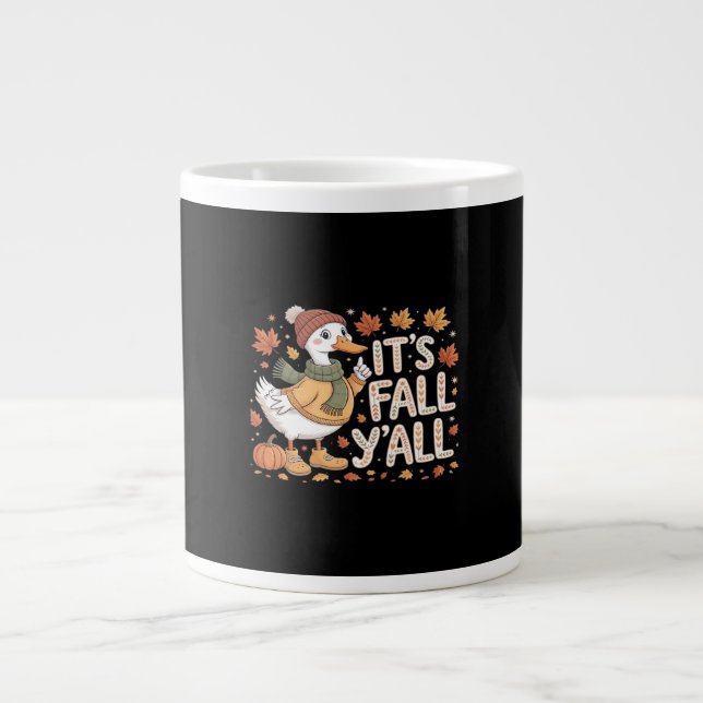 It’s Fall Y’all Pumpkin Retro Classic Look Large Coffee Mug (Front)
