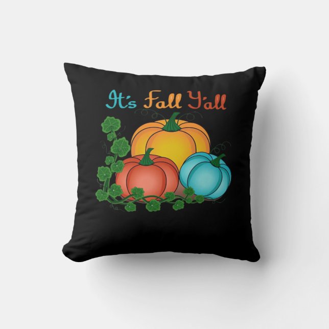 It’s Fall Y’all Pumpkins Retro Graphic Cushion (Front)