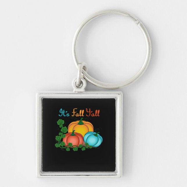 It’s Fall Y’all Pumpkins Retro Graphic Key Ring (Front)