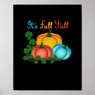 It’s Fall Y’all Pumpkins Retro Graphic Poster