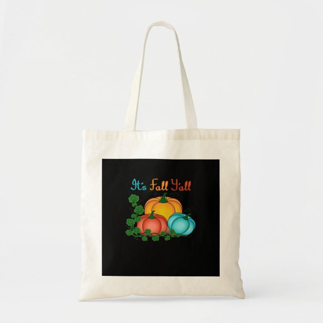 It’s Fall Y’all Pumpkins Retro Graphic Tote Bag (Front)