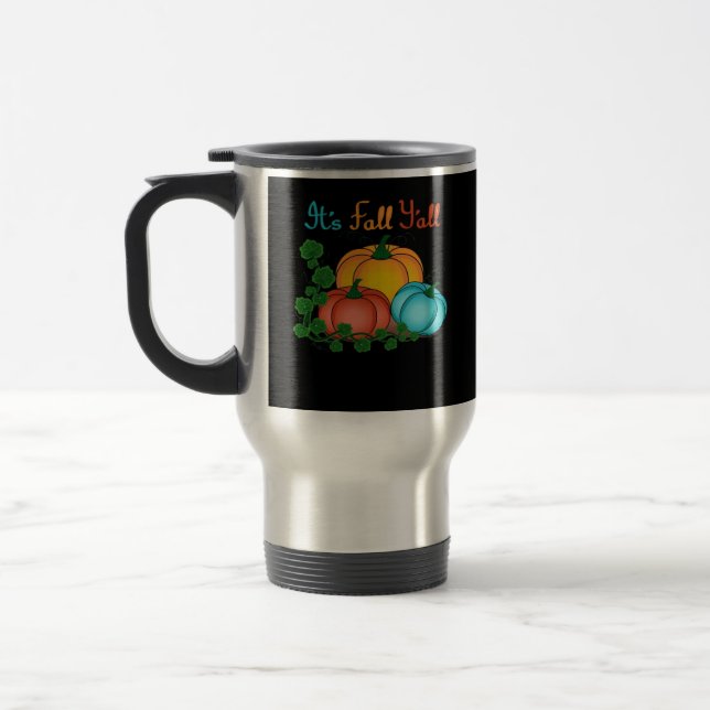 It’s Fall Y’all Pumpkins Retro Graphic Travel Mug (Left)