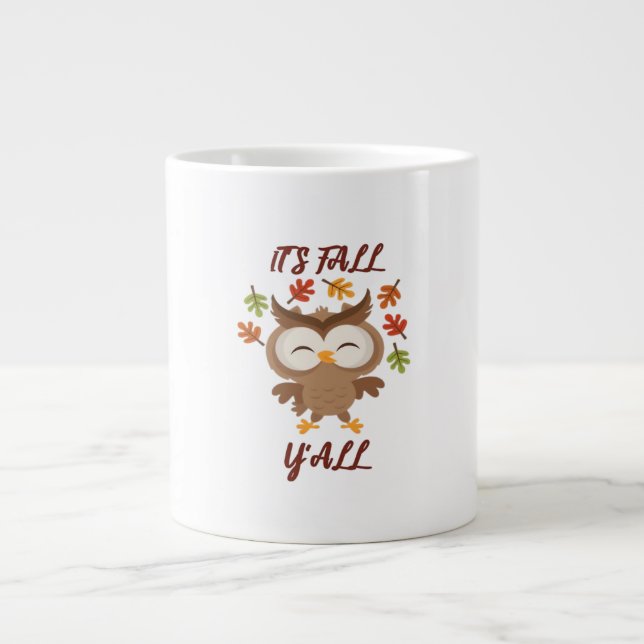 It’s Fall Y’all Quote Trendy Large Coffee Mug (Front)