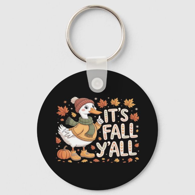 It’s Fall Y’all Retro Classic Key Ring (Front)