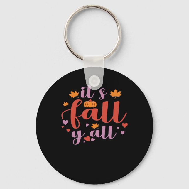 It’s Fall Y’all Retro Classic Key Ring (Front)