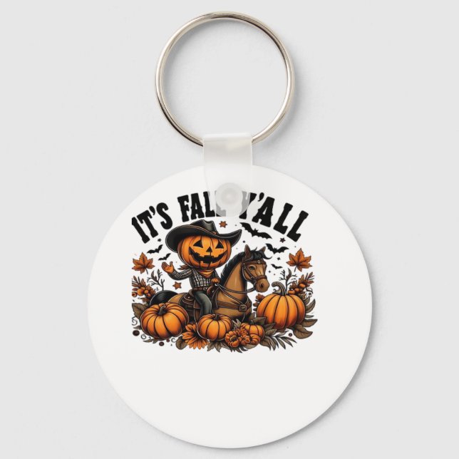 It’s Fall Y’all Retro Halloween Key Ring (Front)