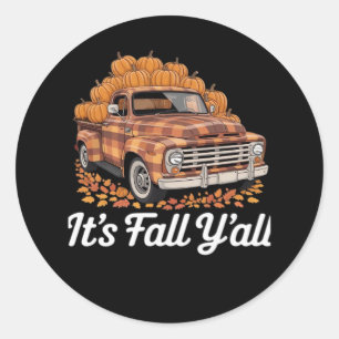 It’s Fall Y’all Rustic Pumpkin Vintage Style Classic Round Sticker