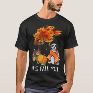 It s Fall Y All Shih Tzu Dog Autumn Halloween T-Shirt