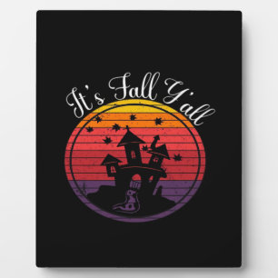 It’s Fall Y’all Vintage Halloween Scene Fall Plaque