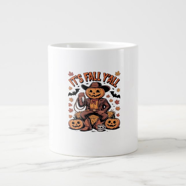 It’s Fall Y’all Western Cowboy Pumpkin Halloween Large Coffee Mug (Front)