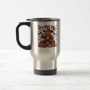 It’s Fall Y’all Western Cowboy Pumpkin Halloween Travel Mug