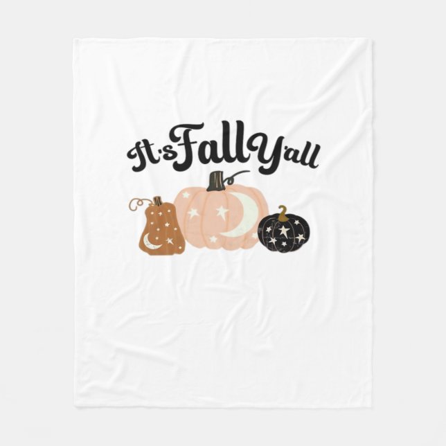 It’s Fall Y’all With Moons Beautiful Halloween Des Fleece Blanket (Front)