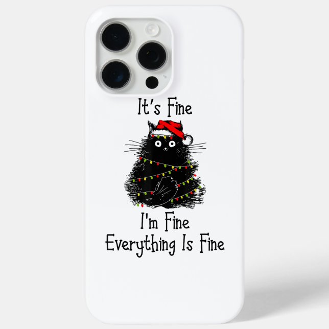 It’s Fine Everything is Fine Christmas Light Black Case-Mate iPhone Case (Back)