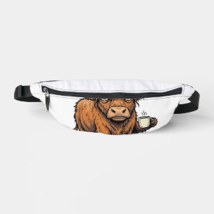 It’s Fine Highland Cow Coffee Vintage Engraving T- Bum Bags
