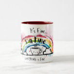 It’s Fine I’m Fine Everything is Fine Two-Tone Coffee Mug<br><div class="desc">“Add a touch of humour to your daily routine with this ‘It’s Fine,  I’m Fine,  Everything is Fine’ coffee mug. Perfect for anyone who embraces sarcasm,  workplace stress,  or just needs a laugh with their morning coffee. A fun gift for friends,  coworkers,  or yourself.”</div>