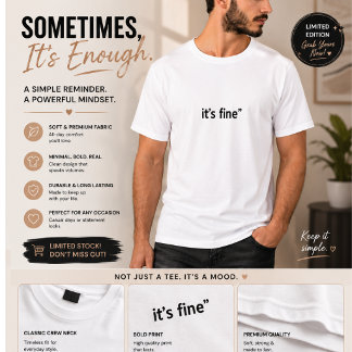 It’s Fine Minimalist T-Shirt for Men | Funny Sarca