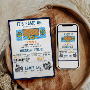It’s Game On! Video Game Birthday Party  Invitation