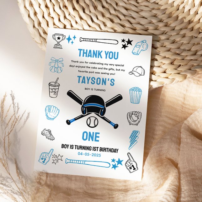 It’s Game Time Baseball 1st Birthday Thank You Card (It’s Game Time Baseball 1st Birthday Thank You Card
)