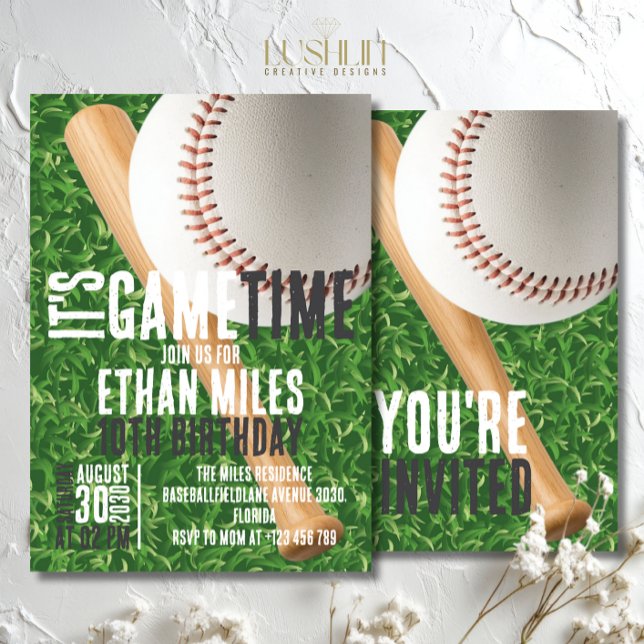 It’s Game Time Baseball Sports Birthday Invitation (Creator Uploaded)